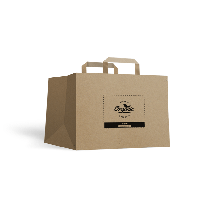 S/M/L Kraft Paper SOS Carrier Bags White&Brown Flat Handles Strong Quality 